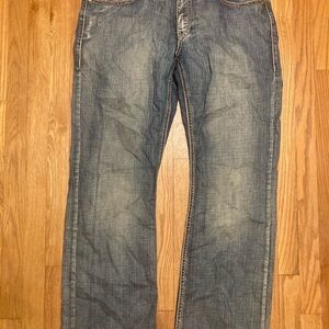 Buffalo David Bitton Jeans Mens 36x32 Straight Stretch Blue Denim Zip